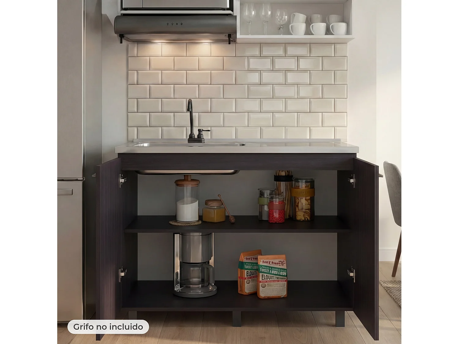 TUHOME CONCEPT Mobile lavello Napoles da 100 cm, wengé
