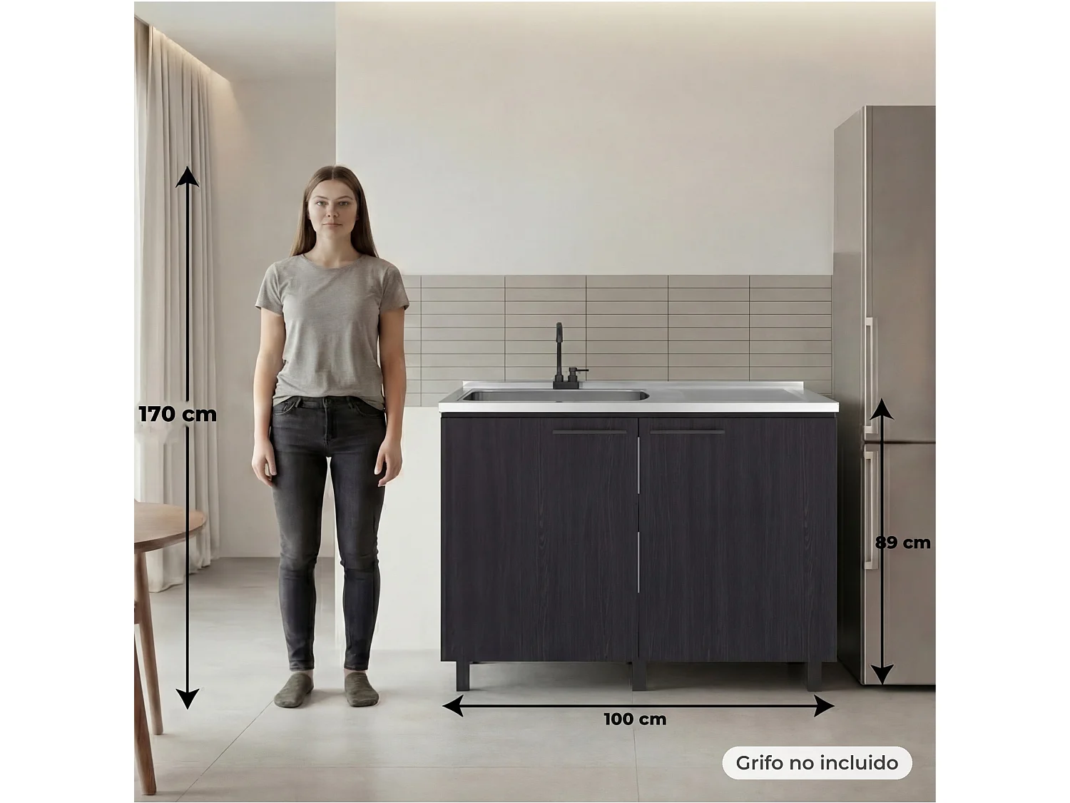 TUHOME CONCEPT Mobile lavello Napoles da 100 cm, wengé