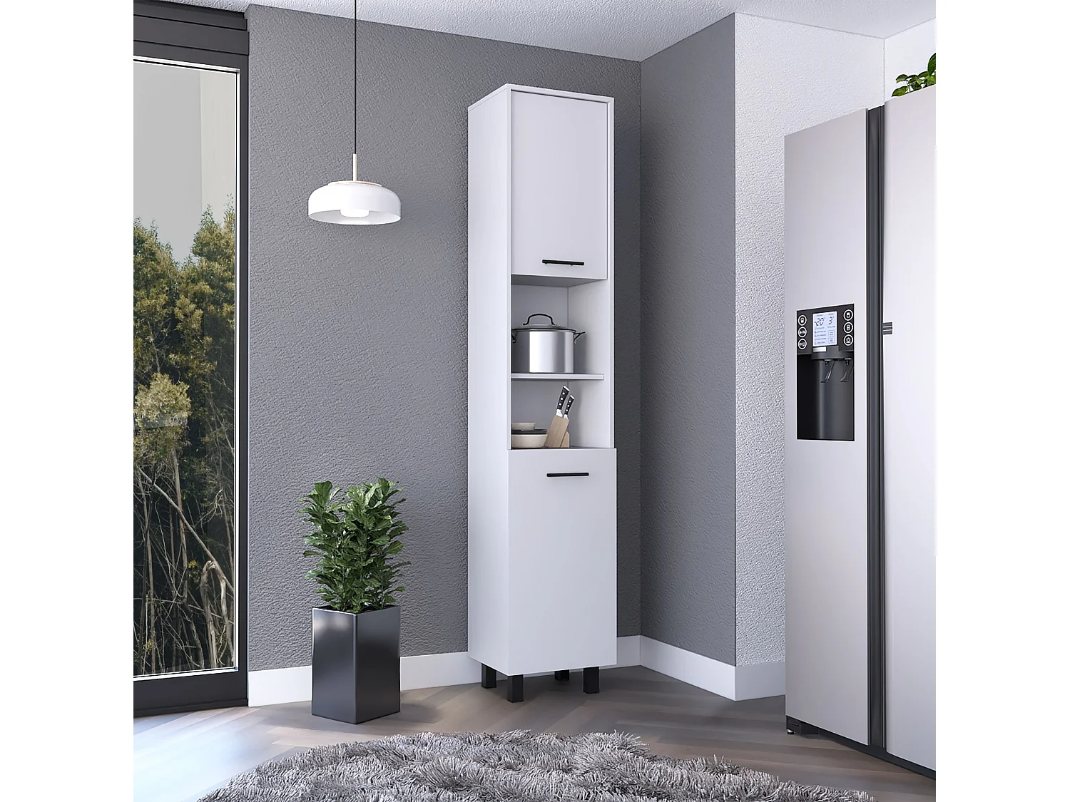 TUHOME CONCEPT Armário despensa de cozinha Hobart de 202 cm, branco
