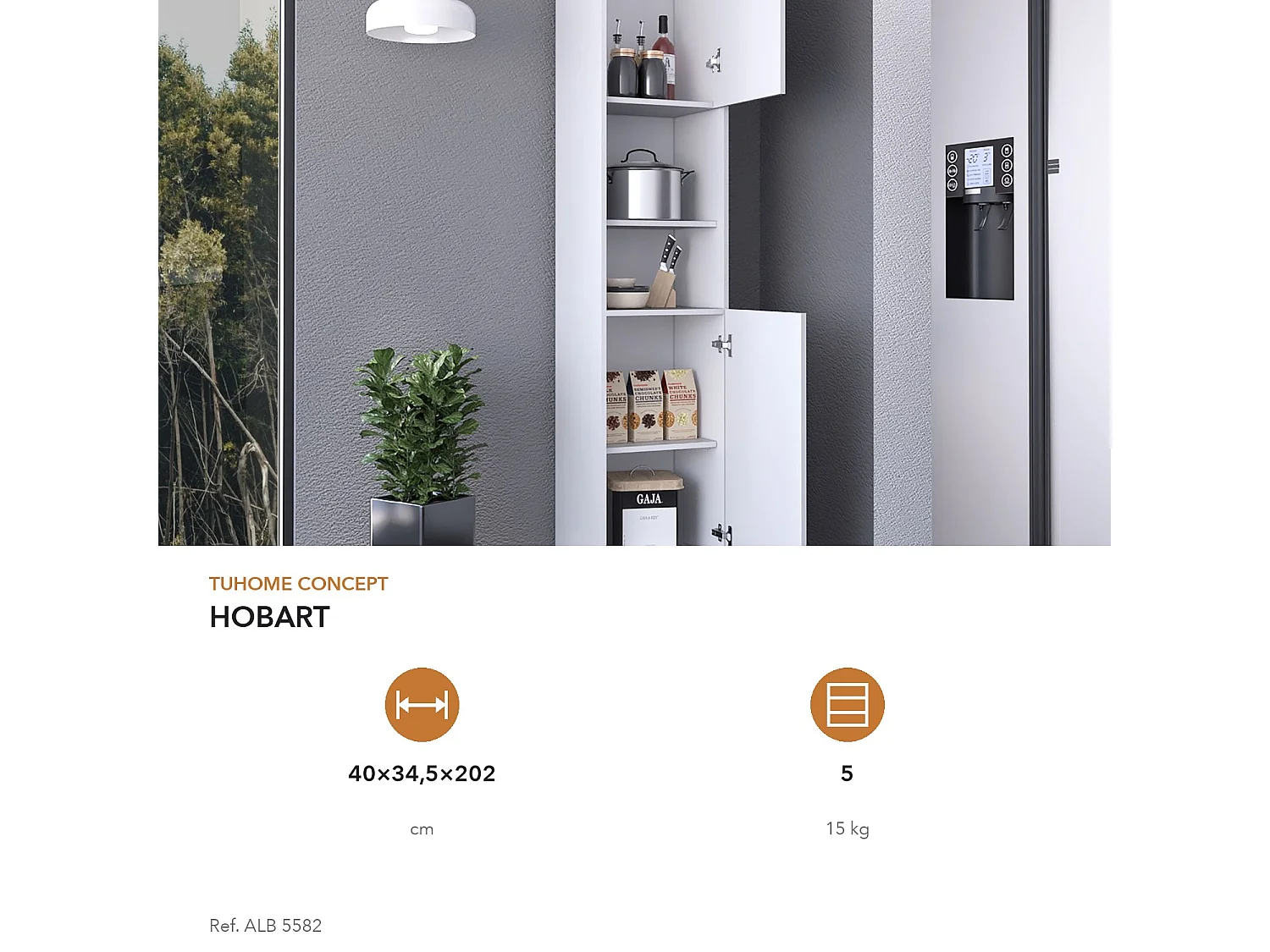 TUHOME CONCEPT Armário despensa de cozinha Hobart de 202 cm, branco