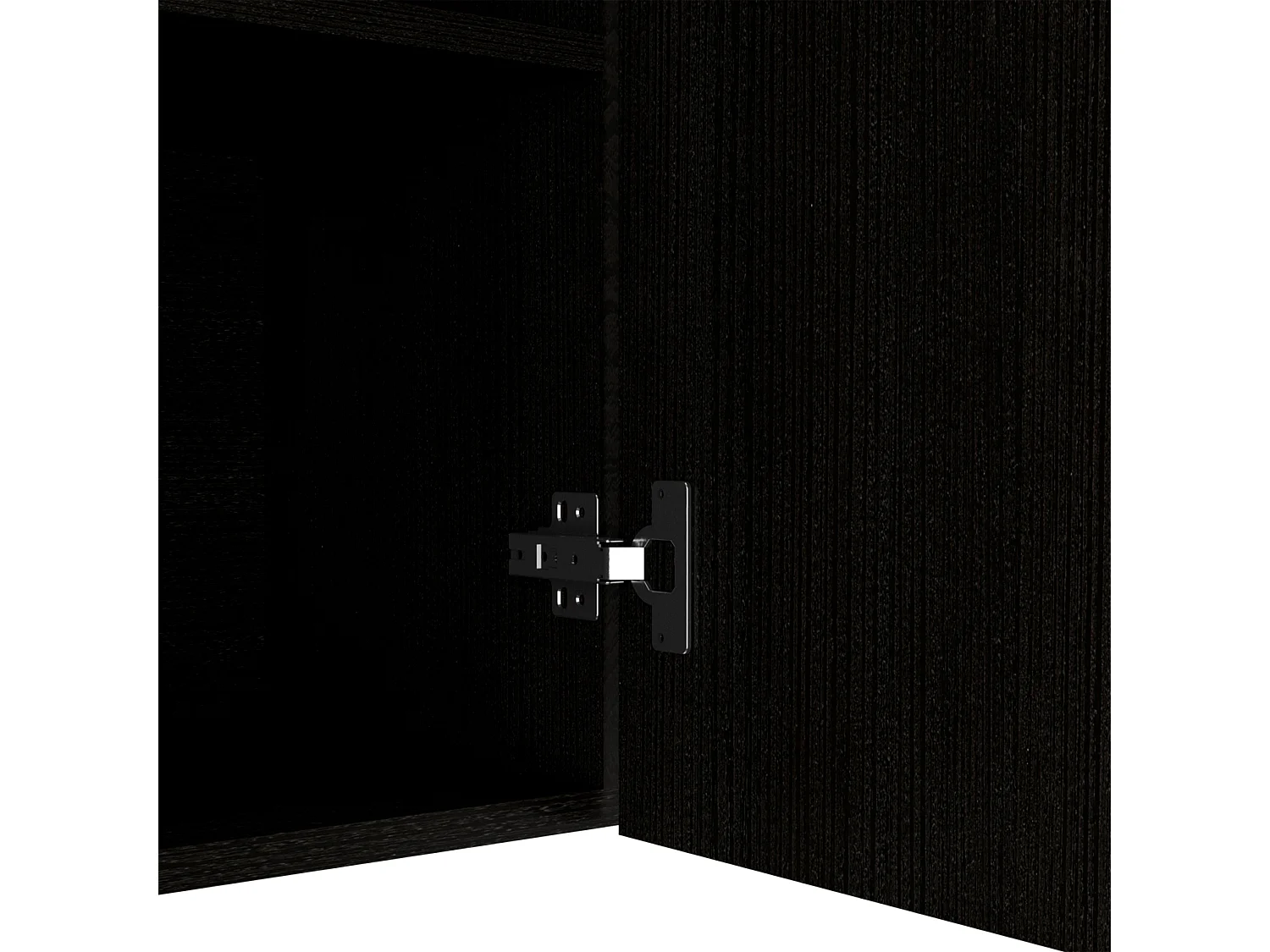 Pensile da cucina in melaminico Rochet con 4 armadi e 3 ripiani, 60 cm X 150 cm X 31.5 cm , Nero