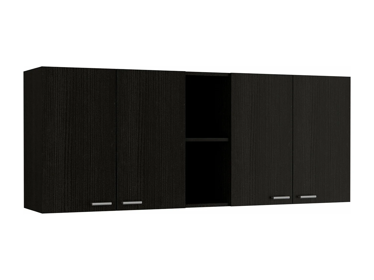 Pensile da cucina in melaminico Rochet con 4 armadi e 3 ripiani, 60 cm X 150 cm X 31.5 cm , Nero