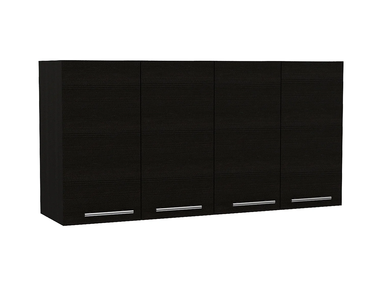 Pensile da cucina in melamina Paris con 4 armadi e 2 ripiani , 59.94 cm X 120 cm X 33.27 cm , Nero