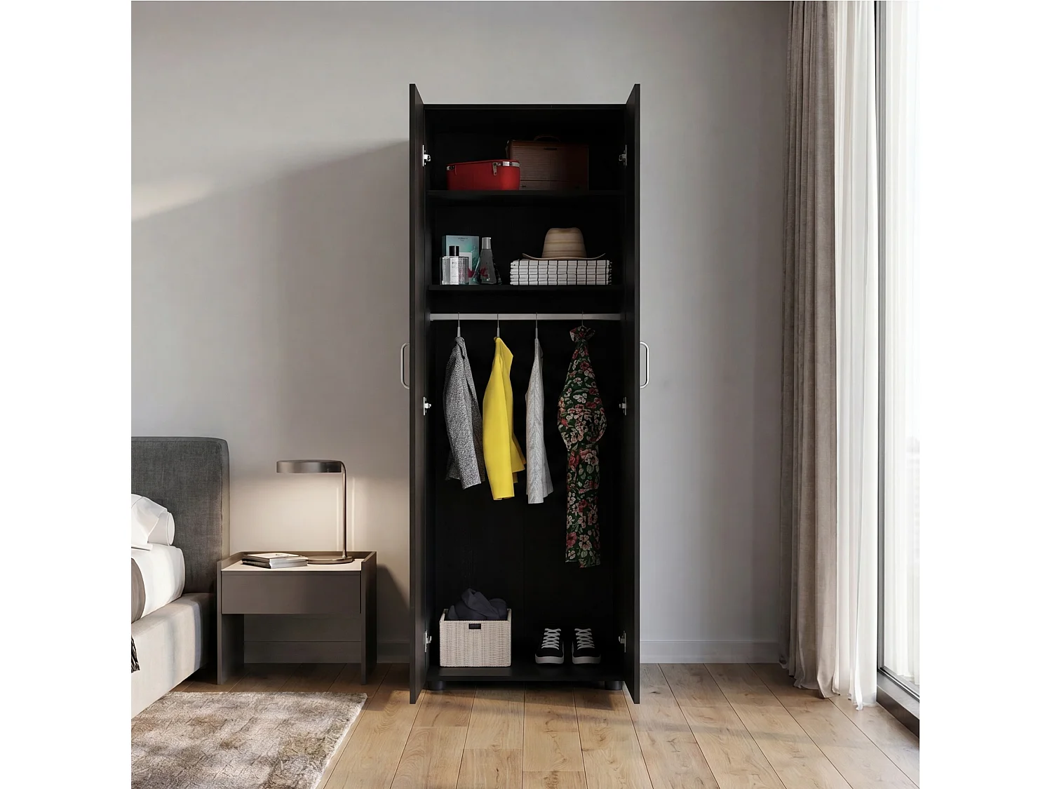 TUHOME CONCEPT Roupeiro Aurora de 180 cm, wengué