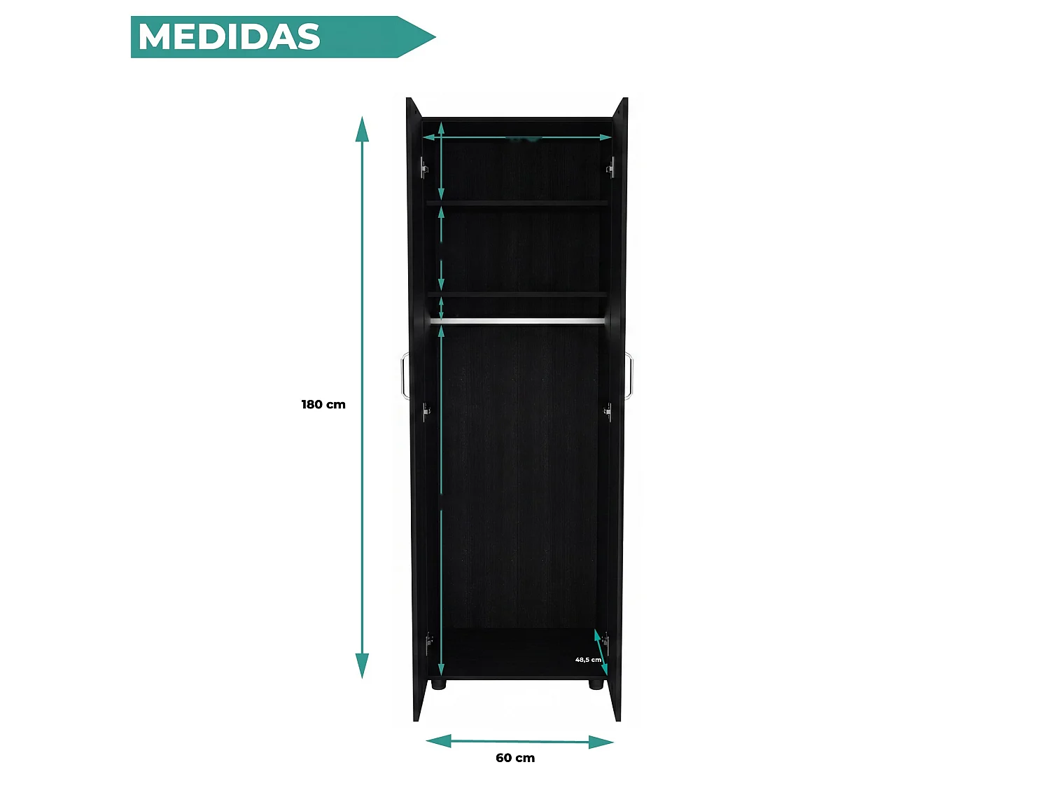 TUHOME CONCEPT Roupeiro Aurora de 180 cm, wengué