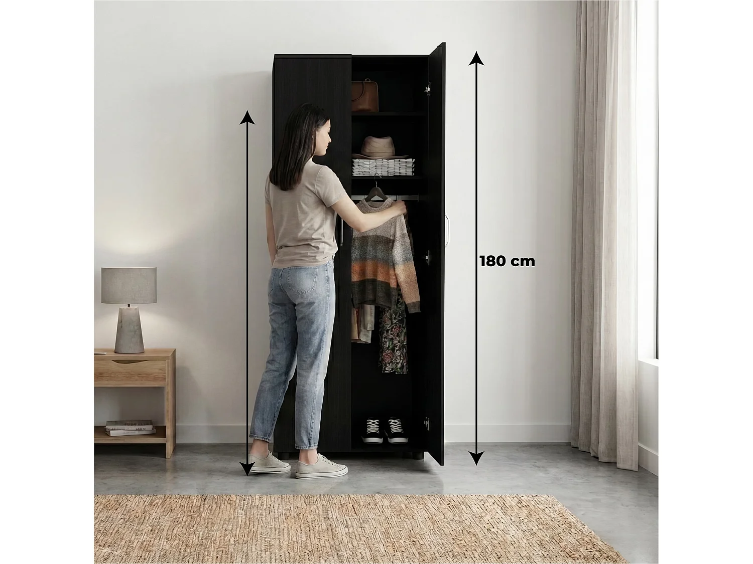 TUHOME CONCEPT Roupeiro Aurora de 180 cm, wengué