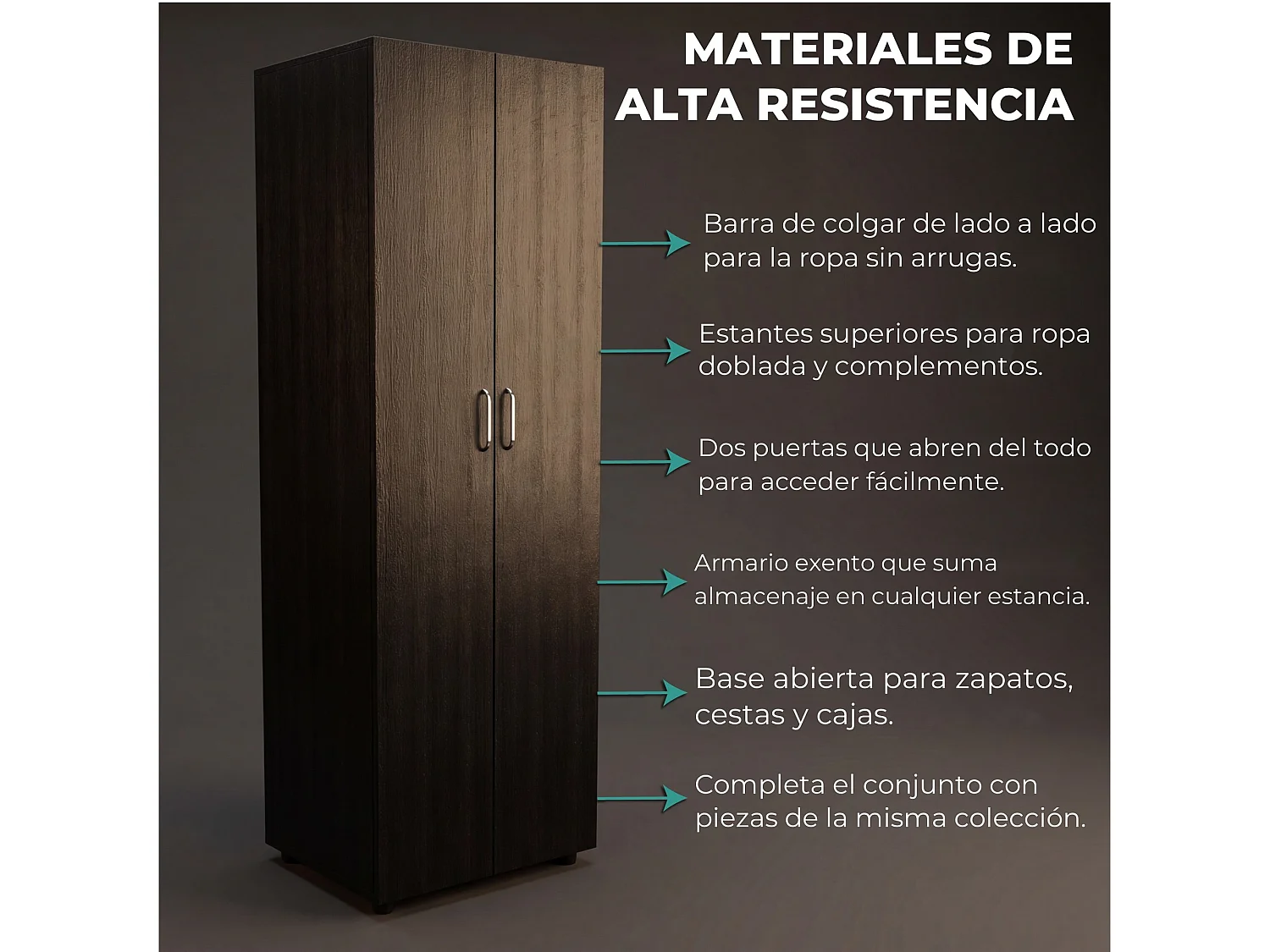 TUHOME CONCEPT Roupeiro Aurora de 180 cm, wengué