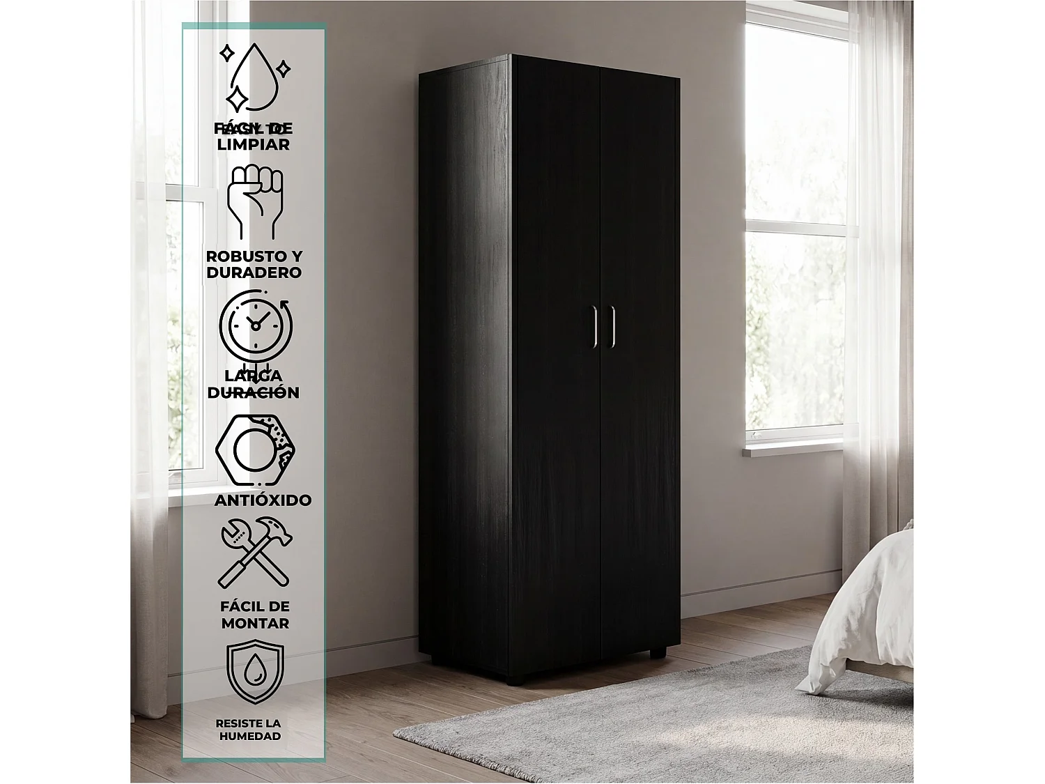 TUHOME CONCEPT Roupeiro Aurora de 180 cm, wengué