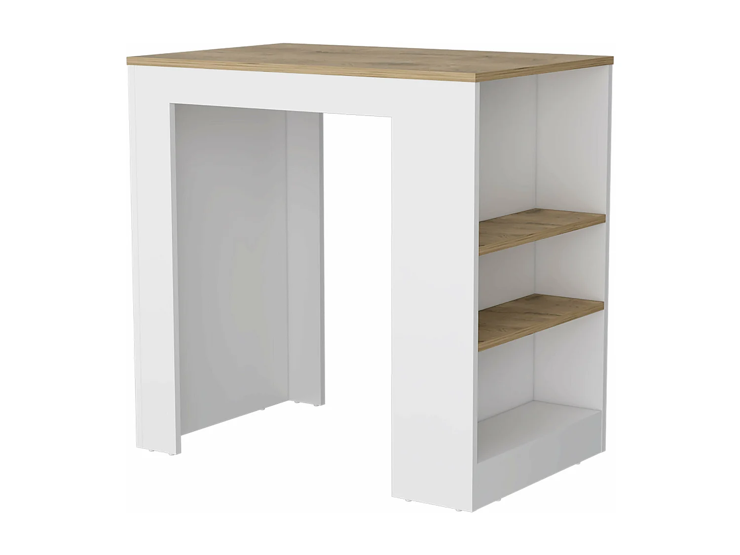 Ilot de cuisine Portree en mélamine 3 étagères et rangement ouvert , 91.28 cm X 92 cm X 59 cm , Multicolore