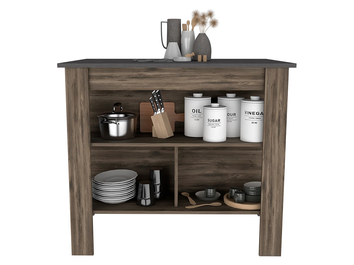 TUHOME CONCEPT Isola da cucina Portree da 92 cm, bianco e macadamia
