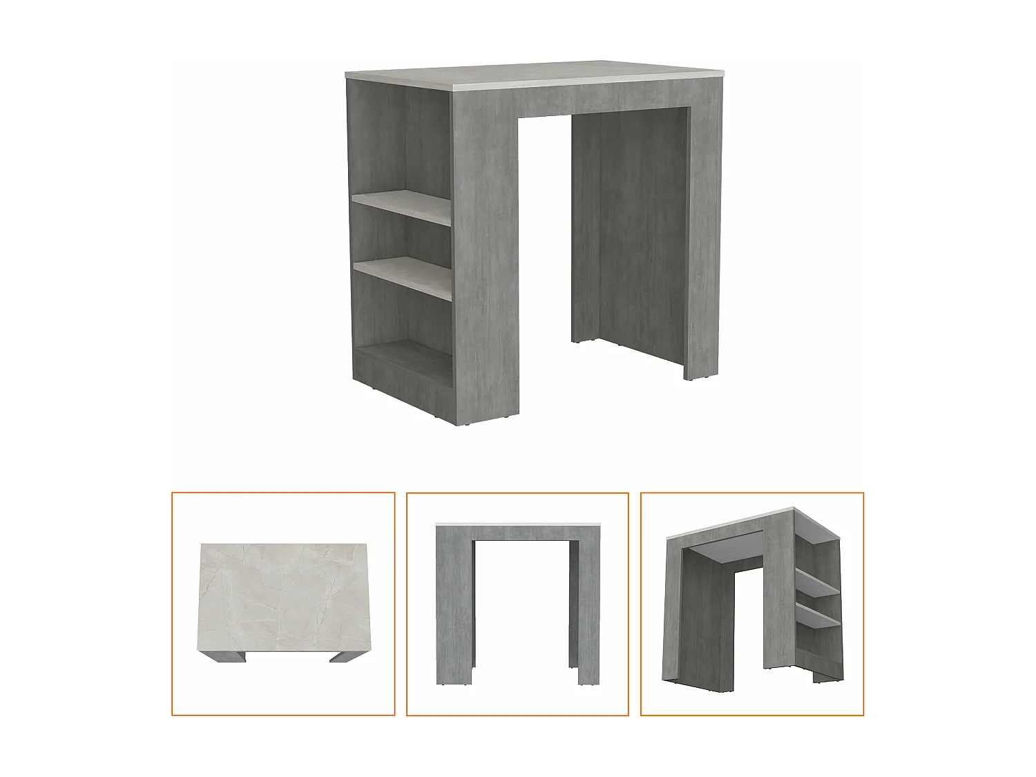 Tavolino da cucina Portree in melamina con 2 ripiani , 91.18 cm X 92 cm X 58.9 cm , Bianco