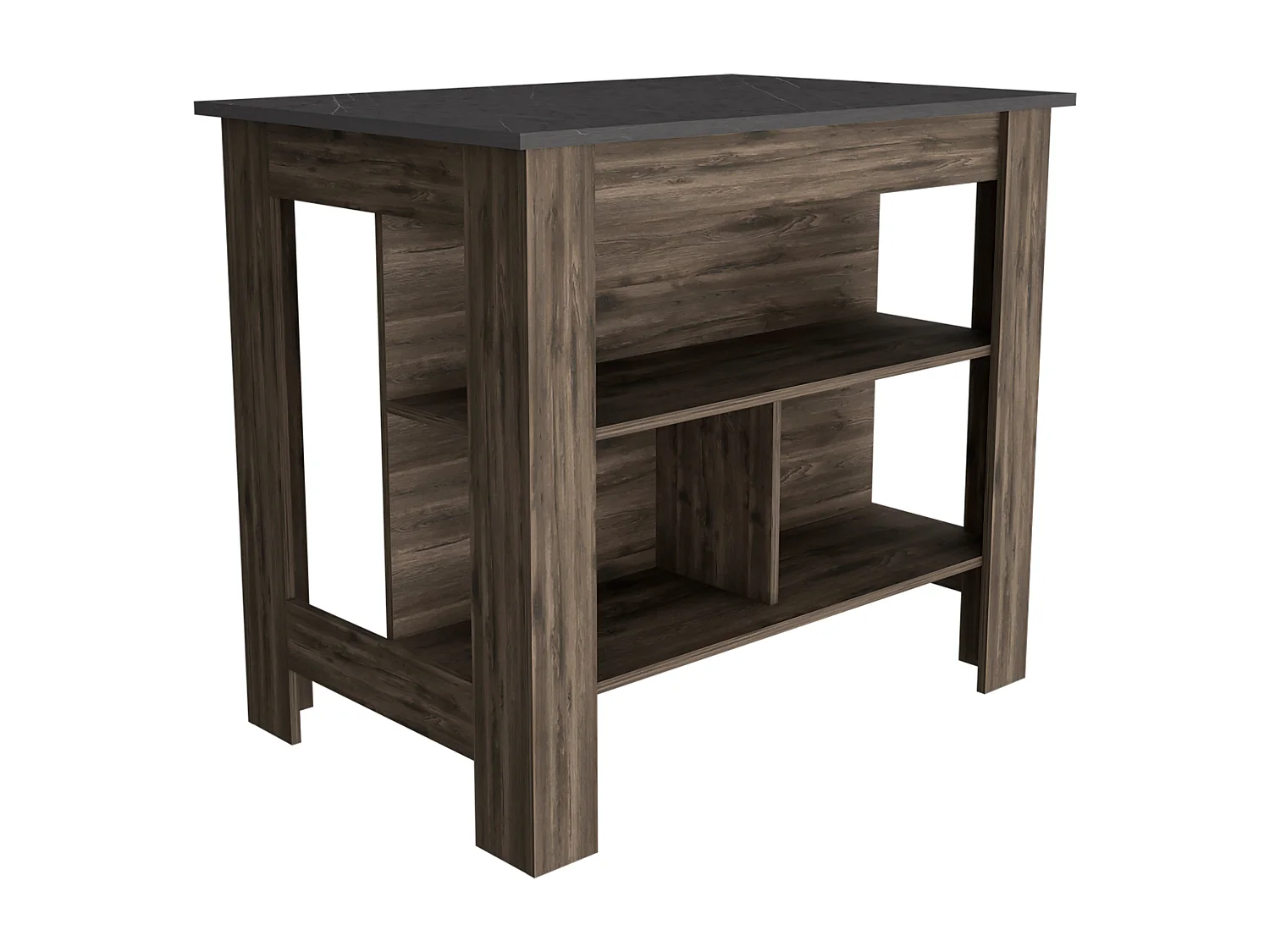 Table d'appoint Cala en mélamine avec 3 étagères , 89.91 cm X 102.8 cm X 69.85 cm , Brown