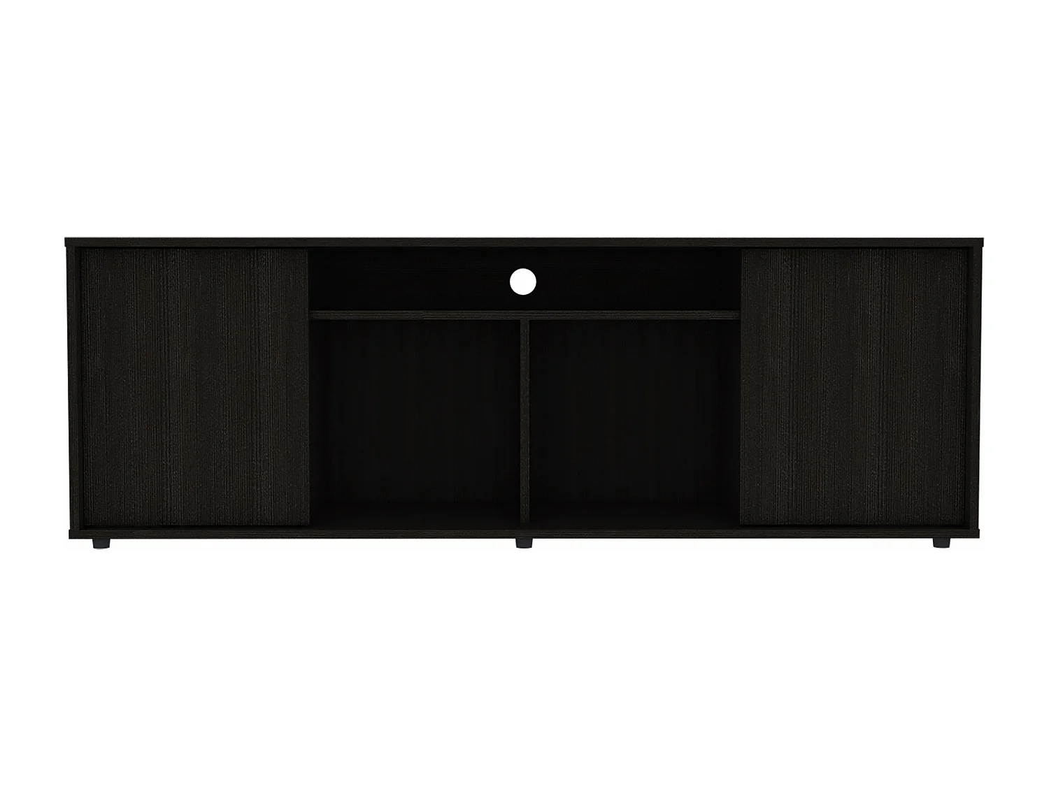 Porta TV Prana in melamina con ampio spazio e 3 ripiani, 51.5 cm X 150.4 cm X 37 cm , Nero