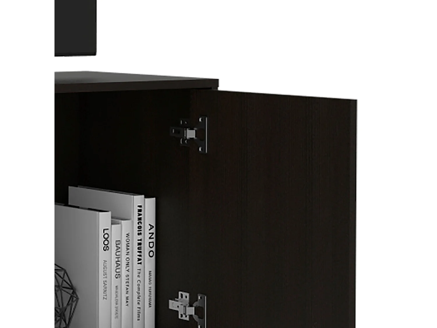 Porta TV Prana in melamina con ampio spazio e 3 ripiani, 51.5 cm X 150.4 cm X 37 cm , Nero