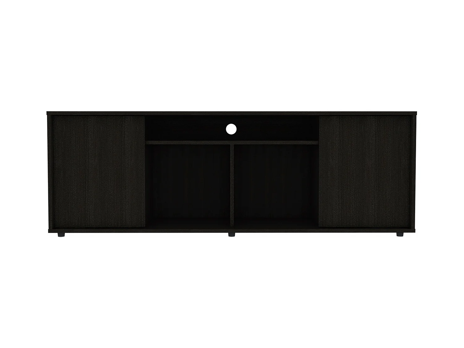 Mueble para TV Prana en melamina,amplio almacenamiento y 3 estantes , 51.5 cm X 150.4 cm X 37 cm , Negro
