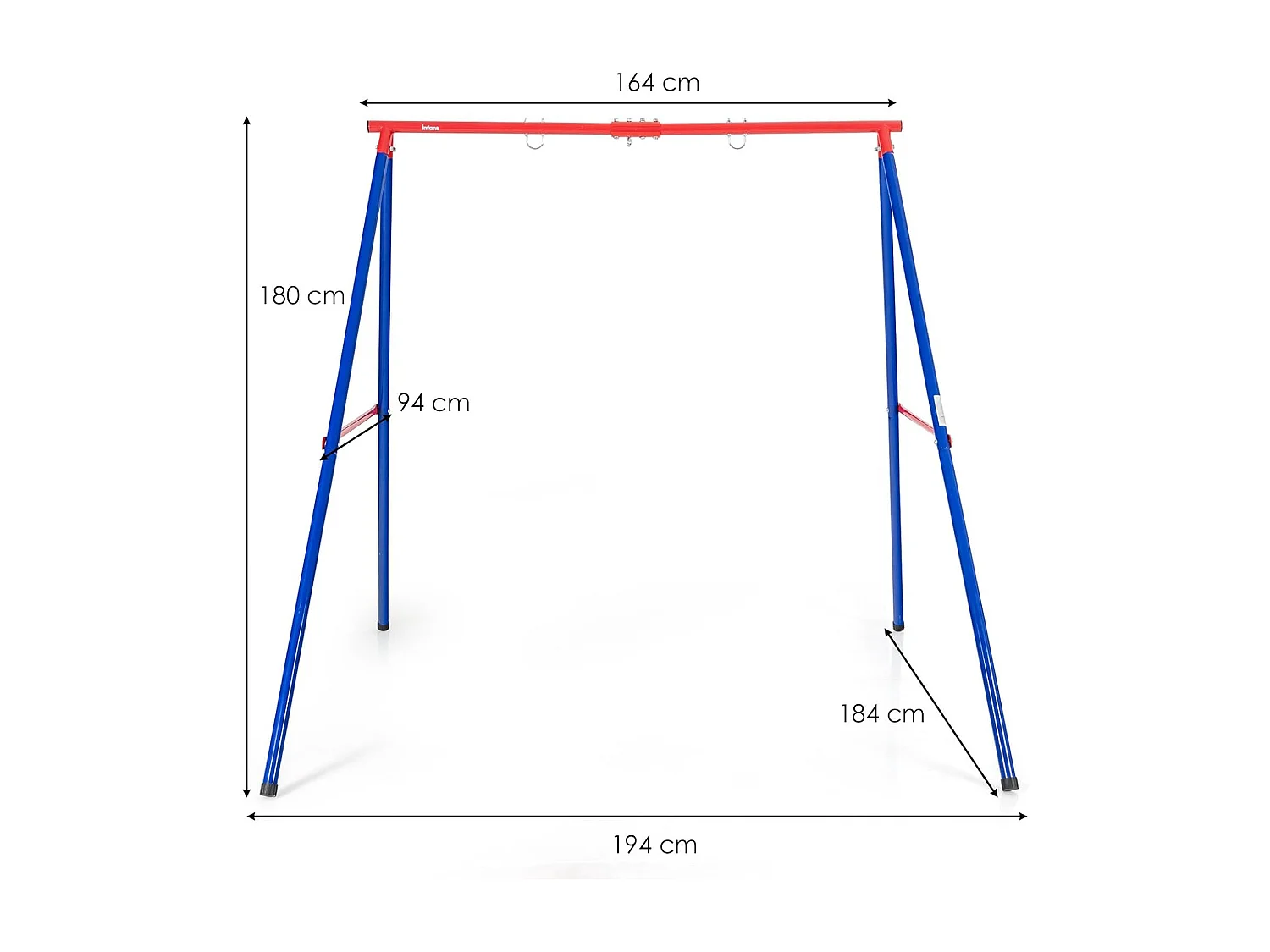 Portique de Balançoire en Métal avec Structure en A, Support de Balançoire avec Tapis Antidérapant, Charge 250kg pour Intérieur et Extérieur, 194 x 184 x 180 cm, sans Balançoire (Rouge)