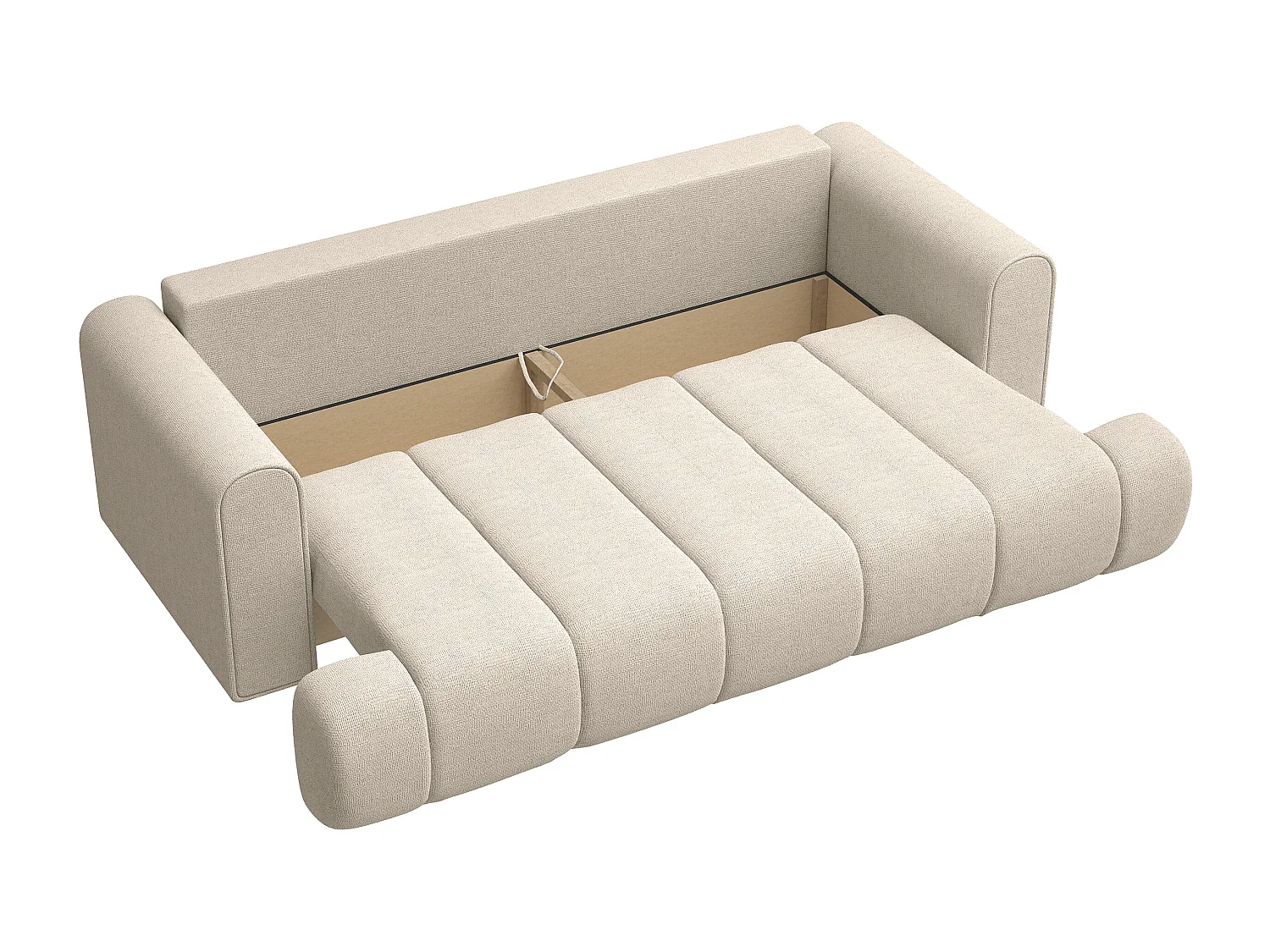 3-Sitzer Sofa mit Schlaffunktion und Chenille-Bezug - hellbeige - DANDELINO