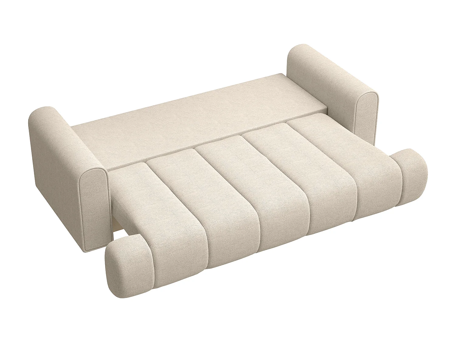 Driezits slaapbank - lichtbeige chenillestof - DANDELINO