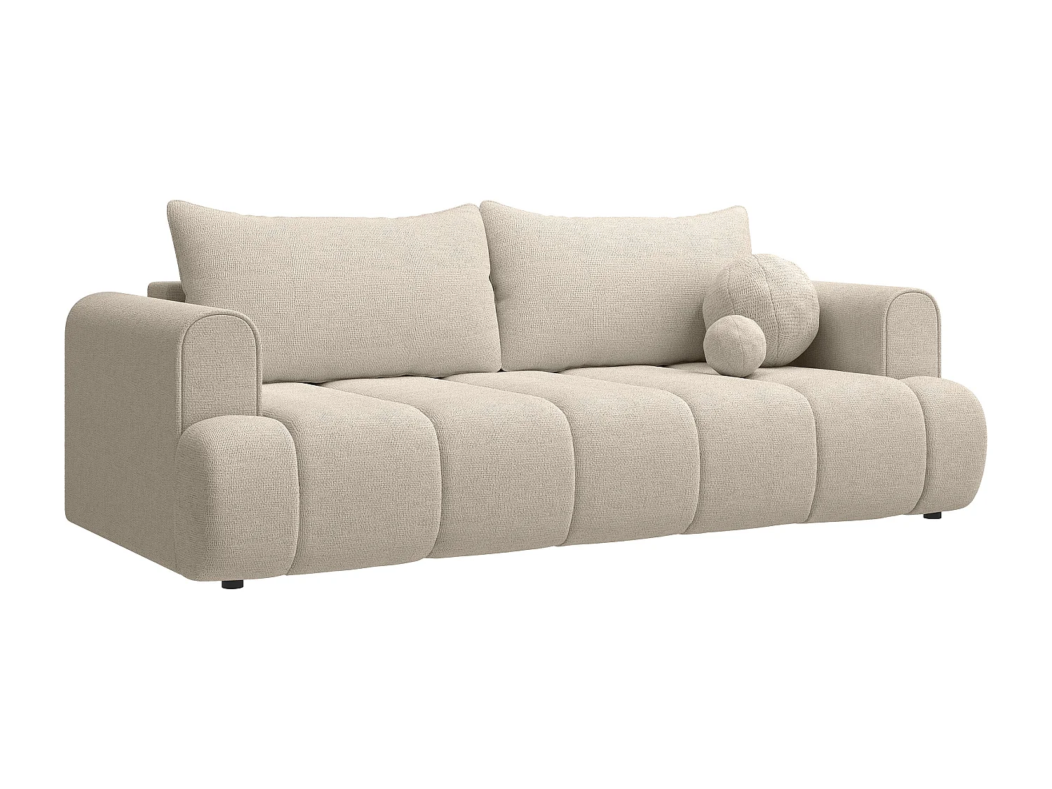 Driezits slaapbank - lichtbeige chenillestof - DANDELINO