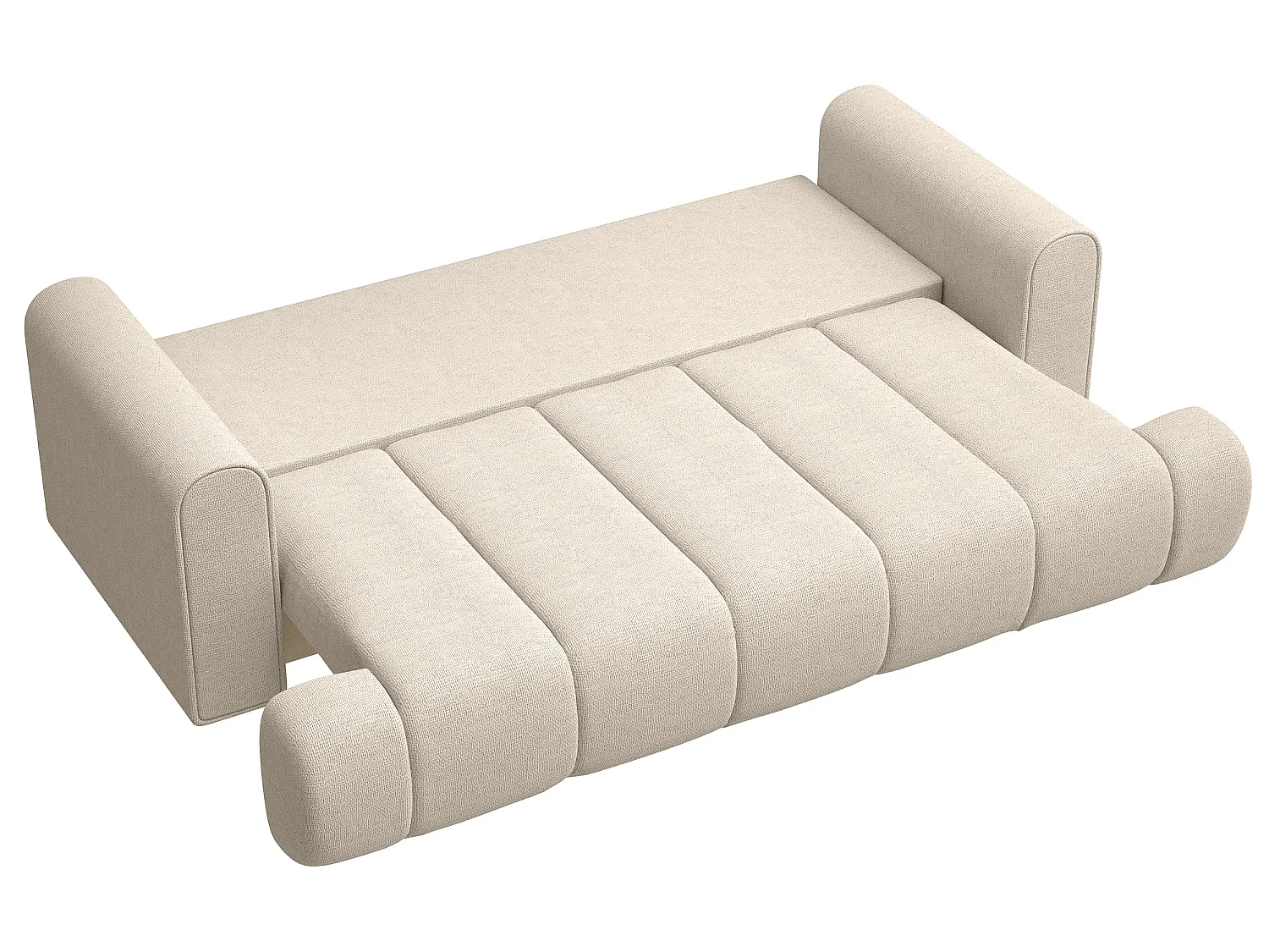 Canapé convertible trois places - tissu chenille beige clair - DANDELINO