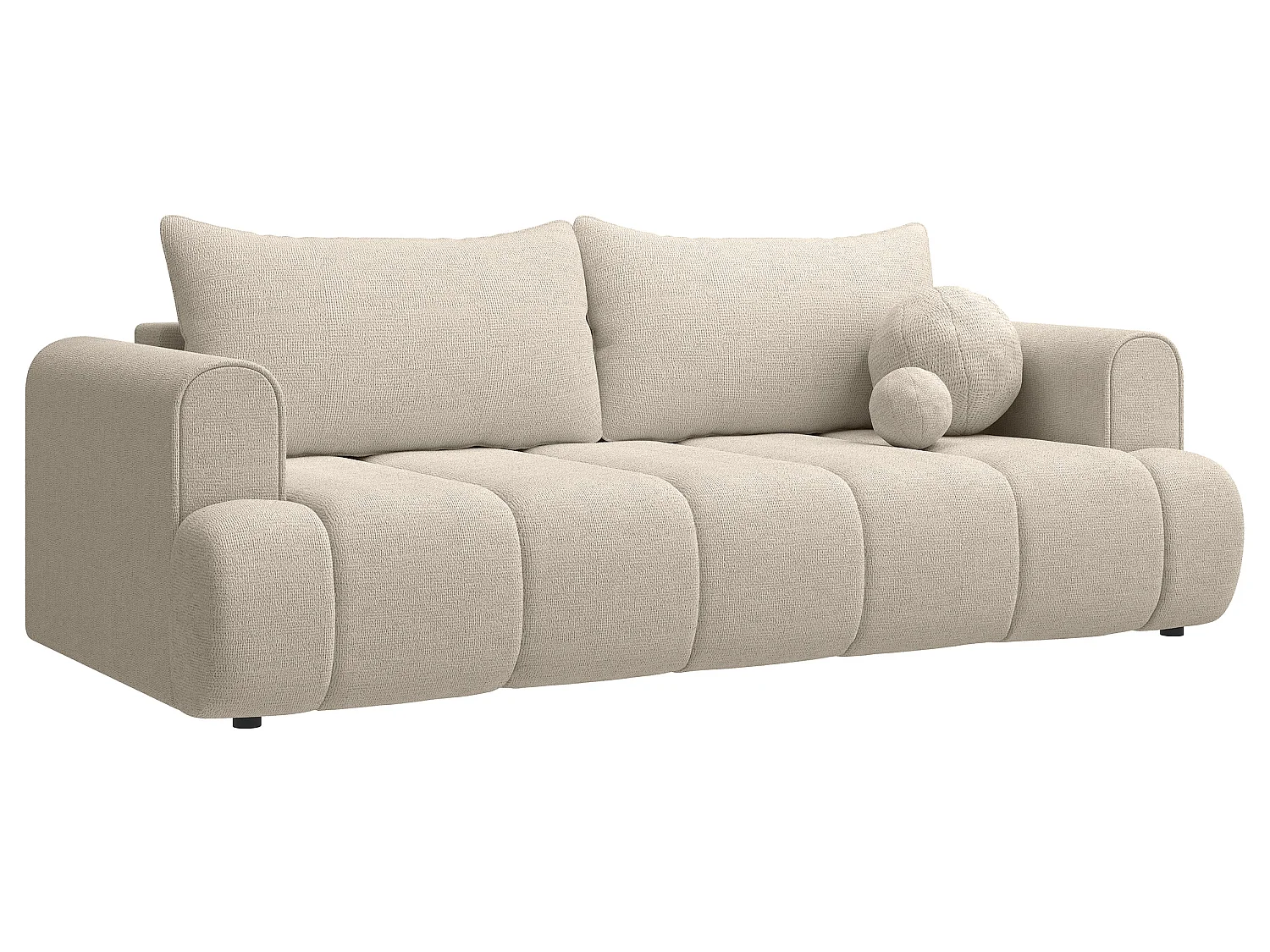 Canapé convertible trois places - tissu chenille beige clair - DANDELINO