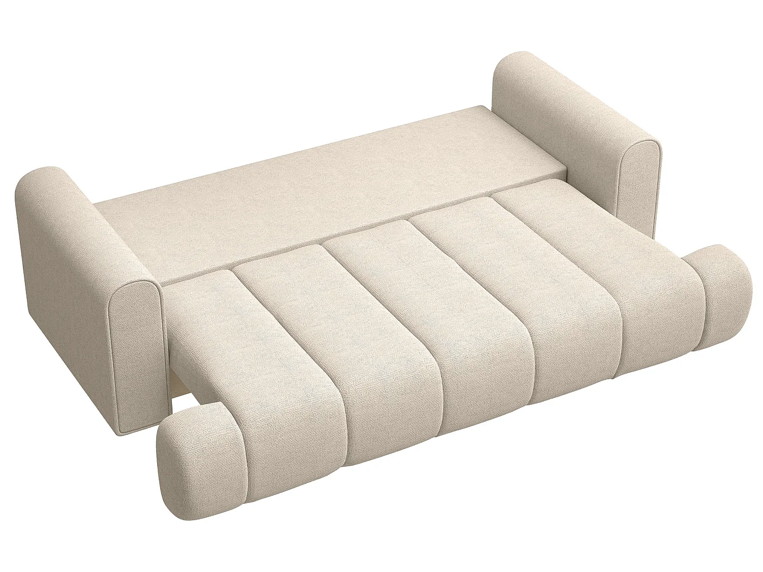 Canapé convertible trois places - tissu chenille beige clair - DANDELINO