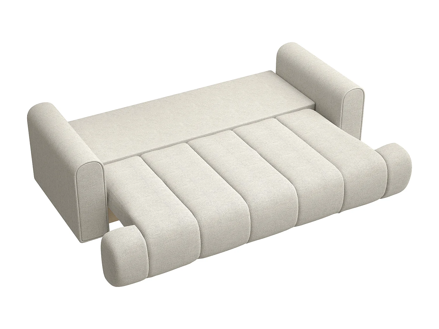 Driezits slaapbank - grijsbeige chenillestof - DANDELINO