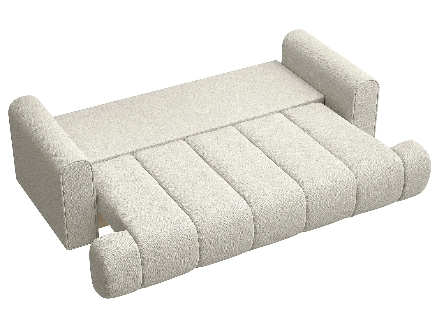 Canapé convertible trois places - tissu chenille gris-beige - DANDELINO