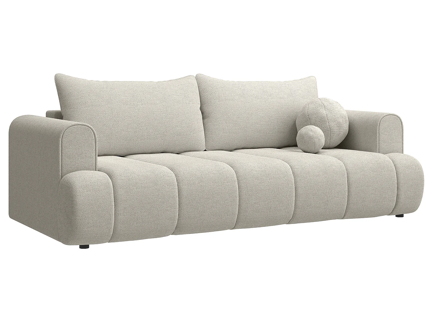 Canapé convertible trois places - tissu chenille gris-beige - DANDELINO