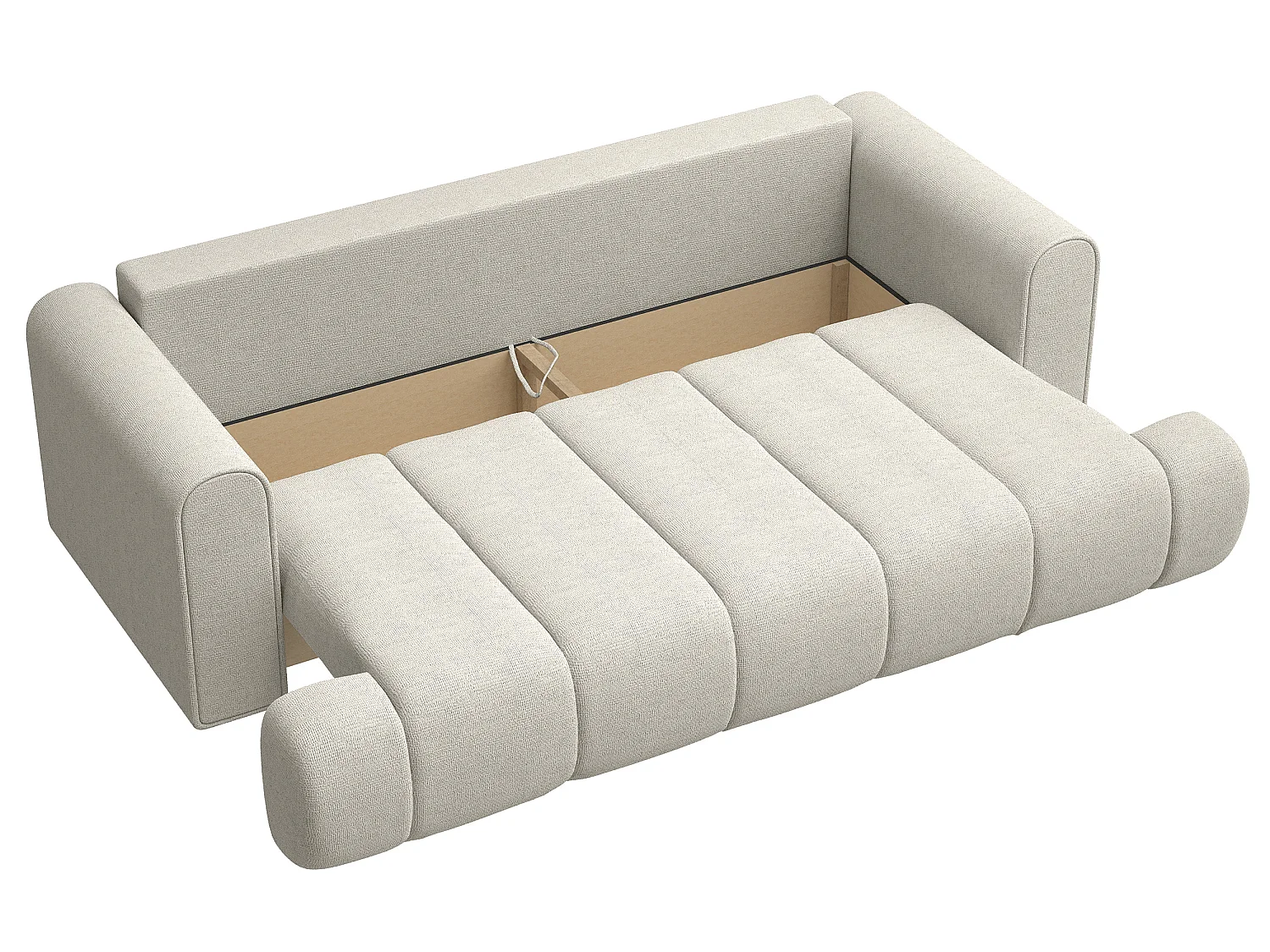 Canapé convertible trois places - tissu chenille gris-beige - DANDELINO