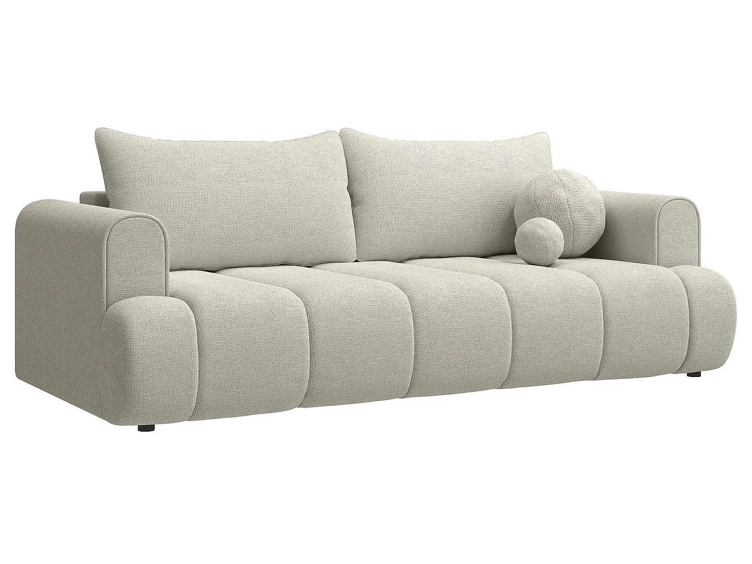Canapé convertible trois places - tissu chenille gris-beige - DANDELINO