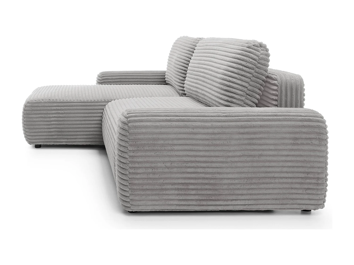 Ecksofa mit Schlaffunktion - Breitcord-Bezug - greige - linksseitig - ALFERIA