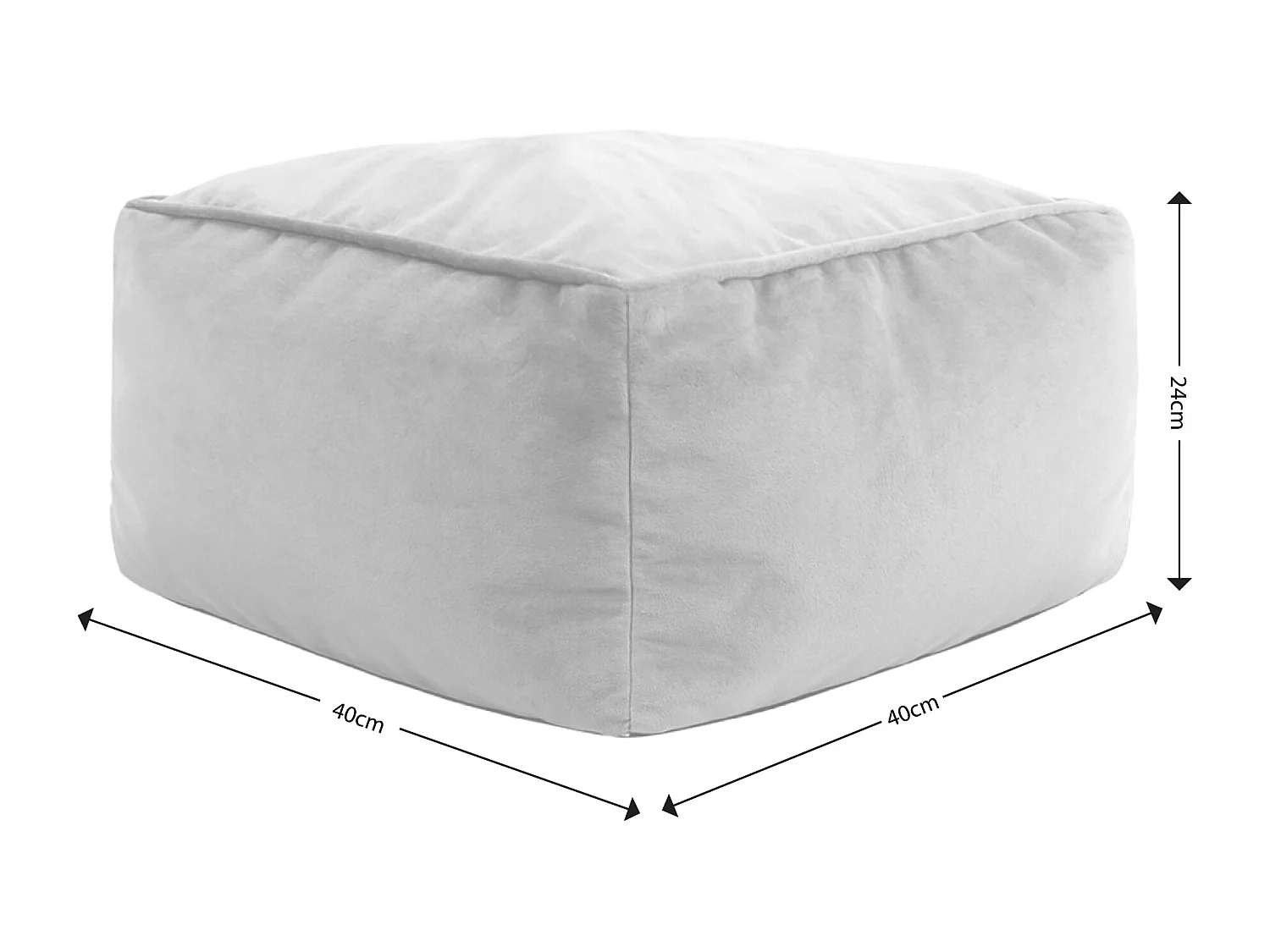 Pouf fauteuil avec repose-pied carré velours bleu minuit - NATALIA