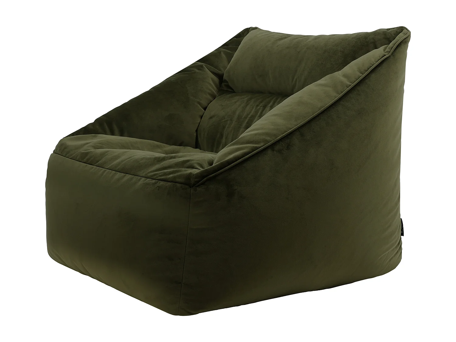 Pouf fauteuil velours vert olive - NATALIA