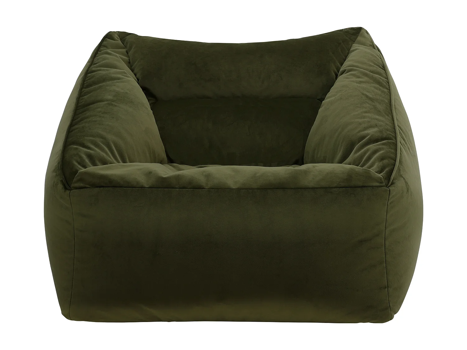 Pouf fauteuil velours vert olive - NATALIA
