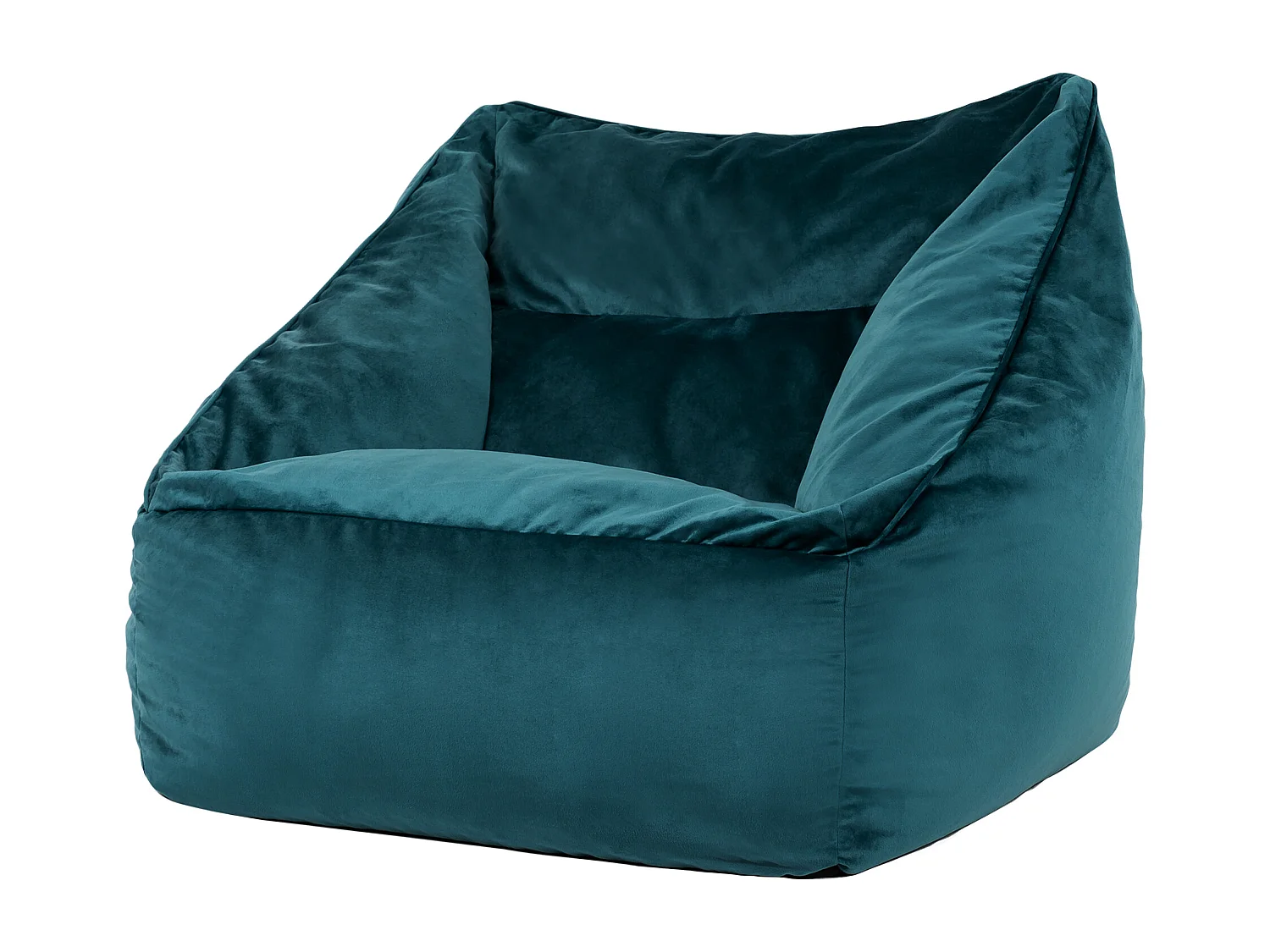 Pouf fauteuil velours bleu canard - NATALIA