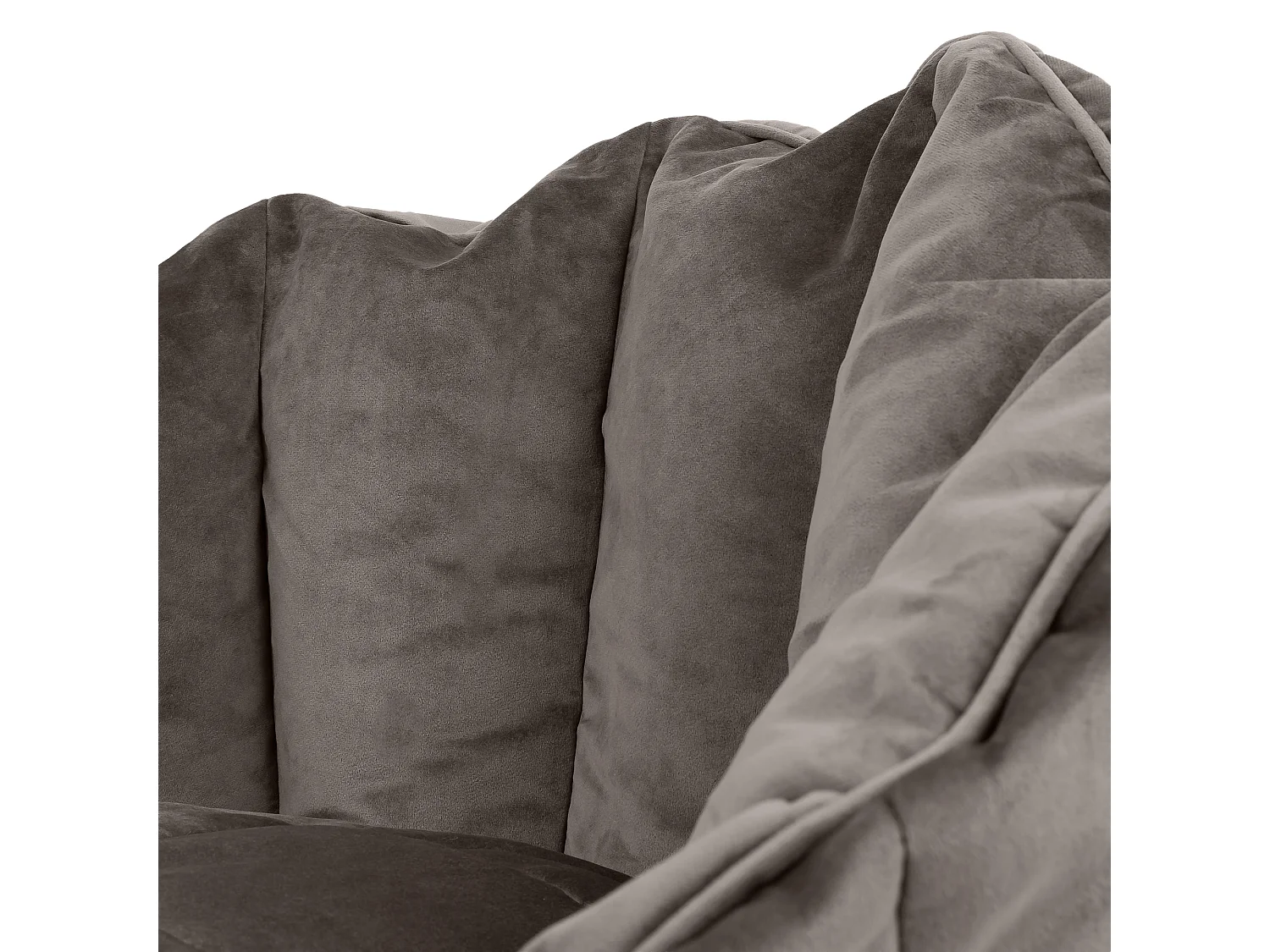 Pouf fauteuil avec repose-pied velours gris anthracite - SIRENA