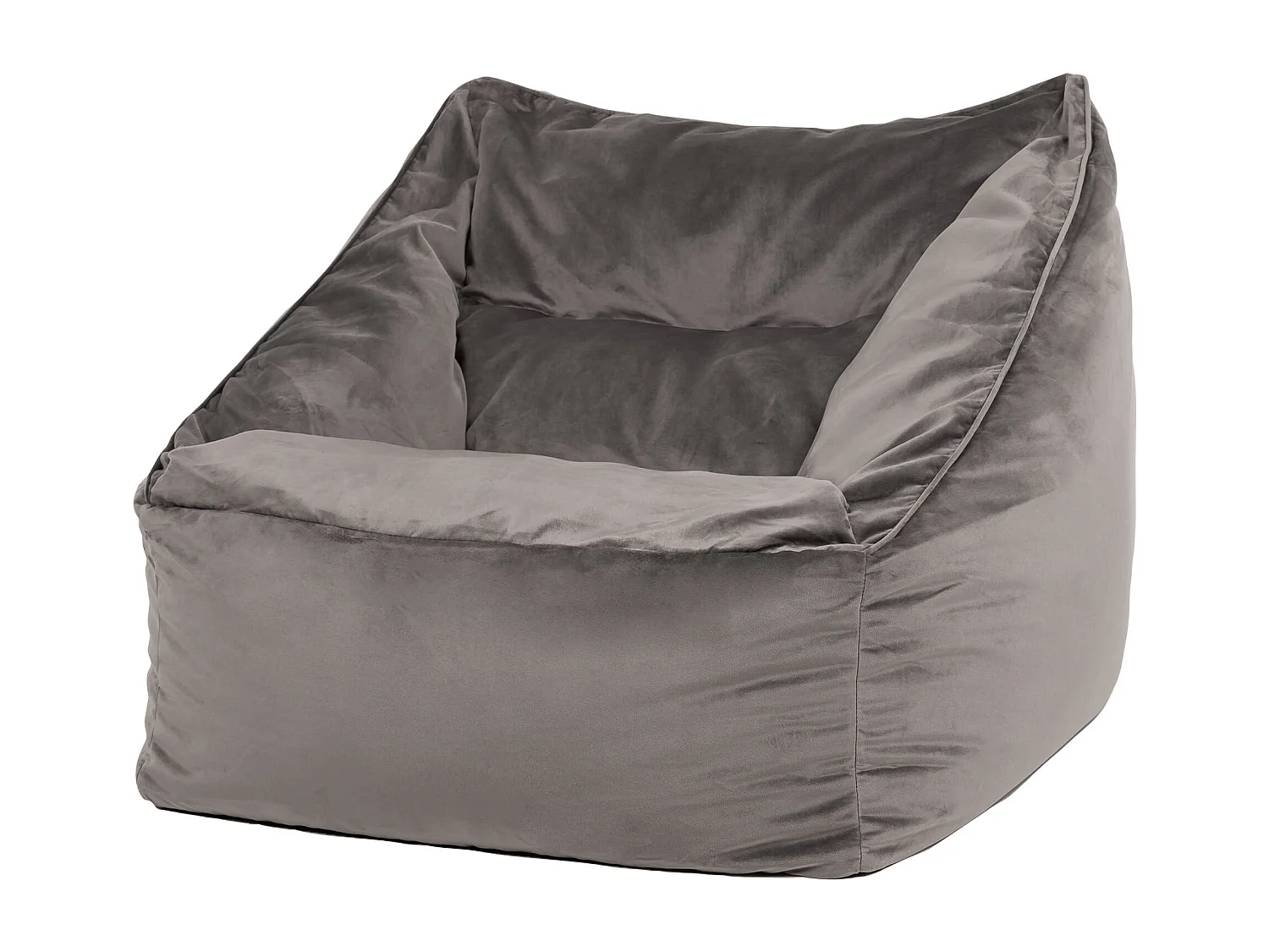 Pouf fauteuil velours gris anthracite - NATALIA