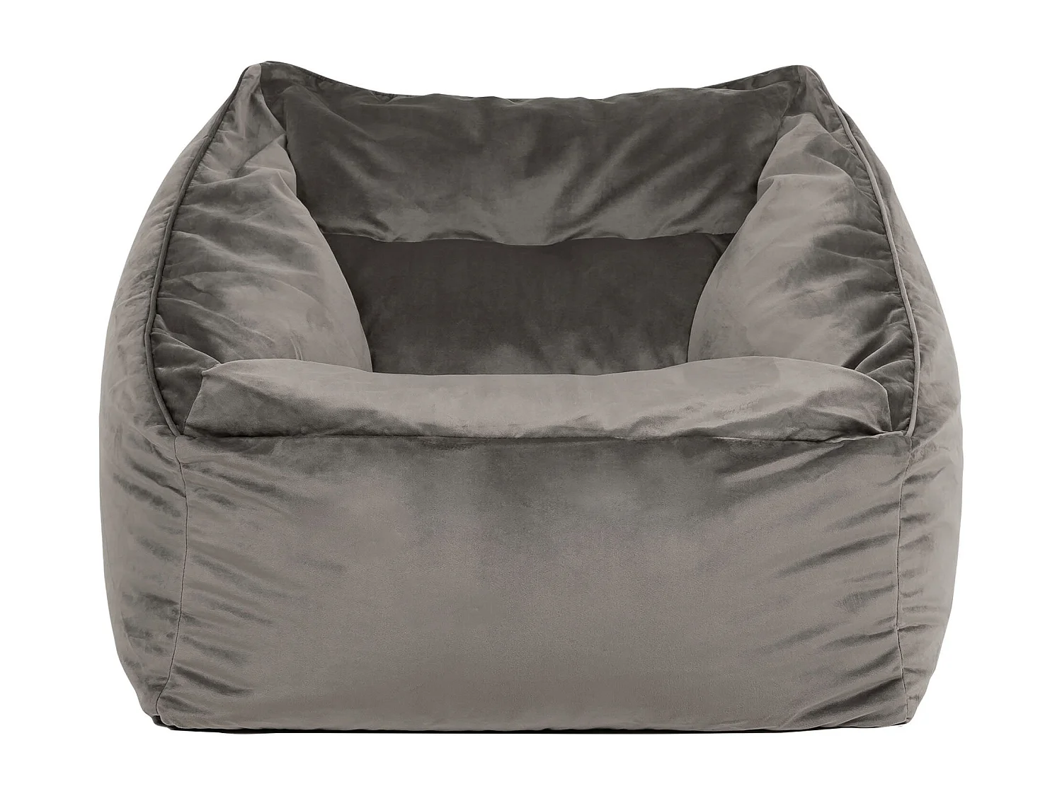 Pouf fauteuil velours gris anthracite - NATALIA