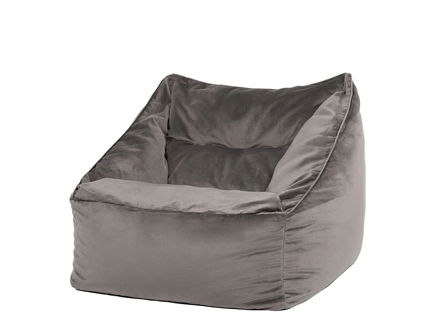 Pouf fauteuil velours gris anthracite - NATALIA