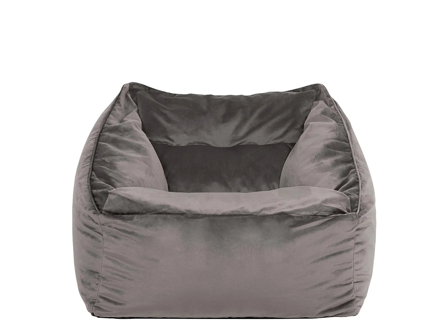Pouf fauteuil velours gris anthracite - NATALIA