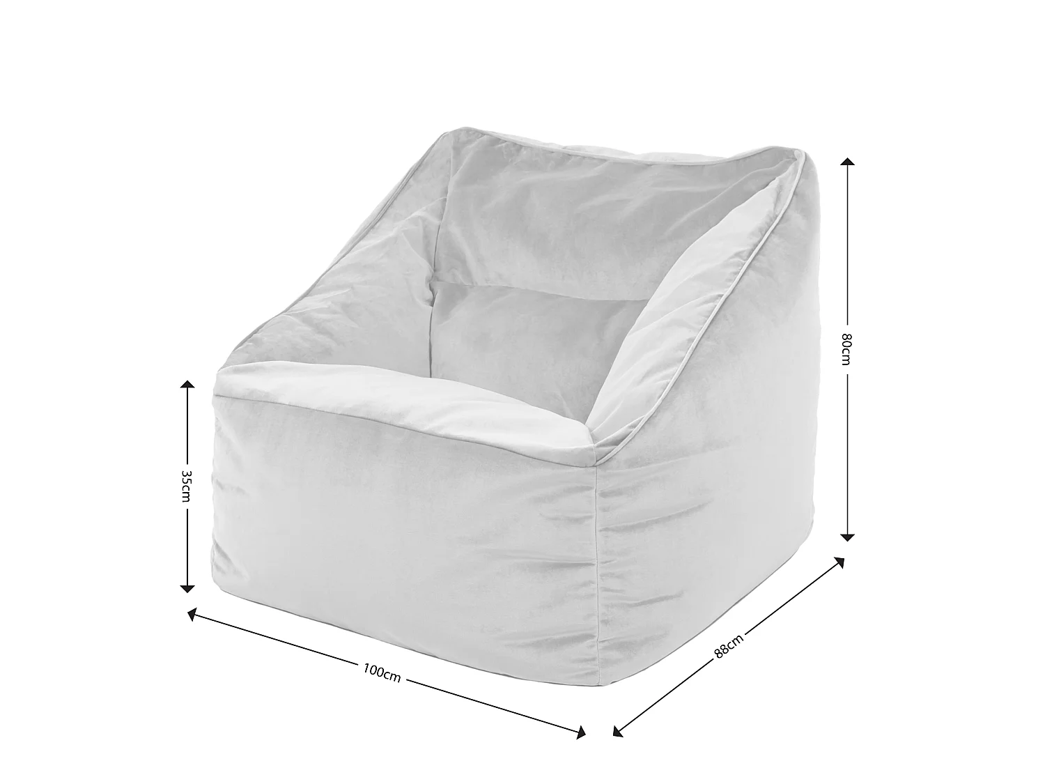 Pouf fauteuil velours gris anthracite - NATALIA