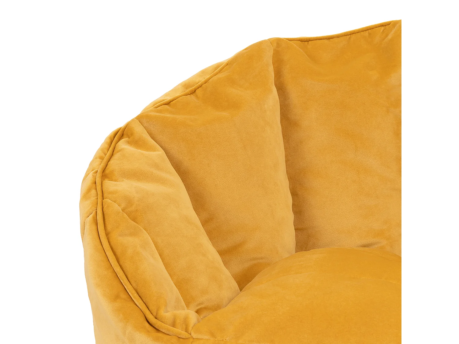 Pouf fauteuil avec repose-pied velours jaune ocre - SIRENA