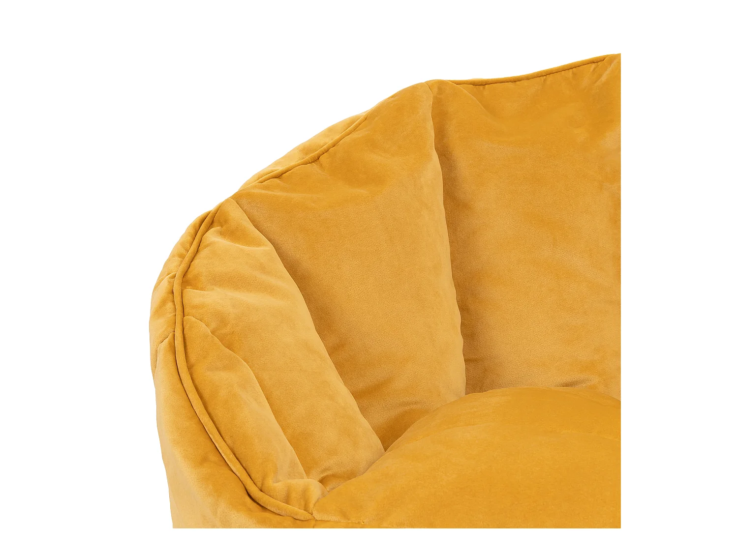 Pouf fauteuil avec repose-pied velours jaune ocre - SIRENA