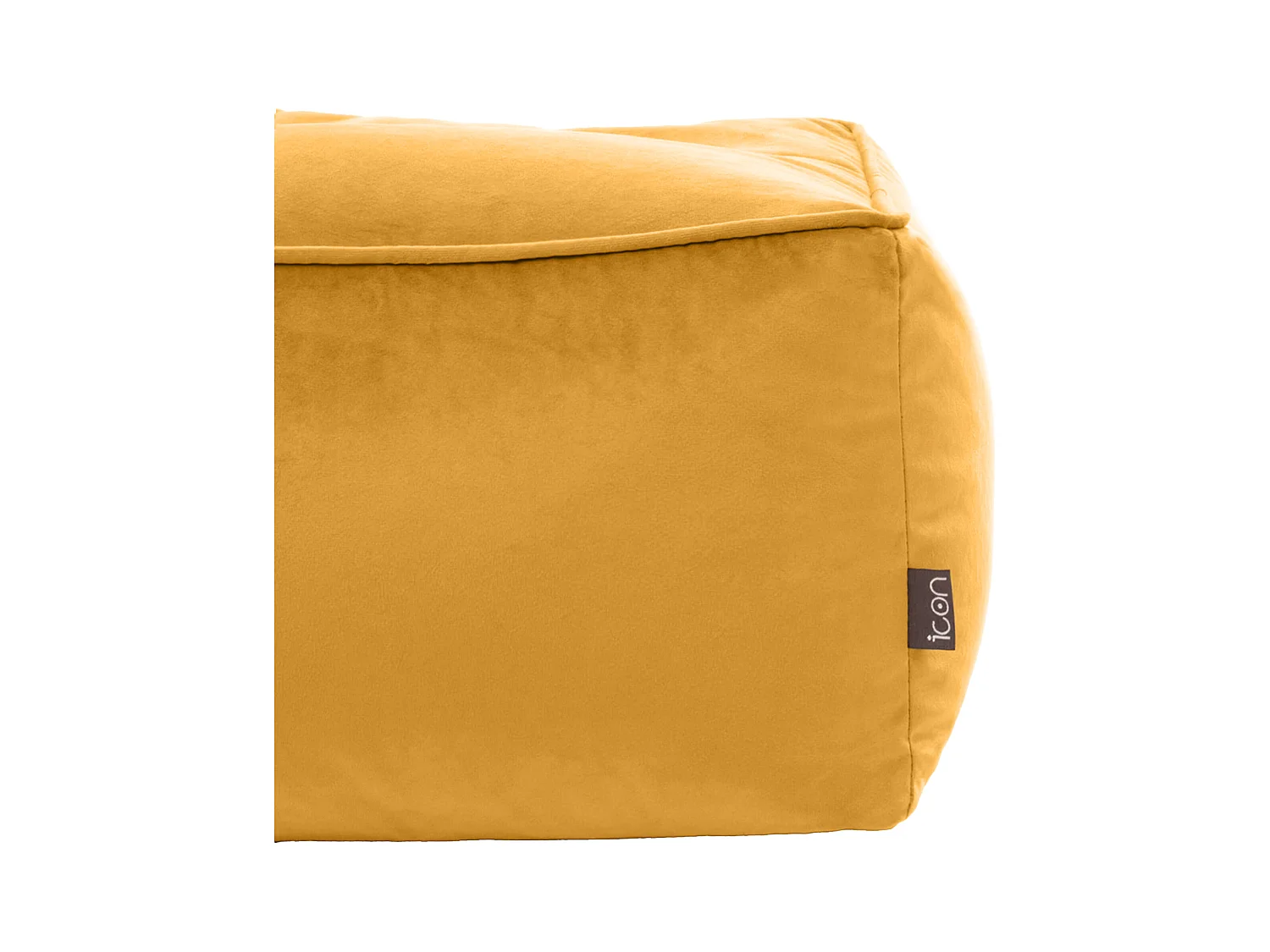 Pouf fauteuil avec repose-pied velours jaune ocre - SIRENA