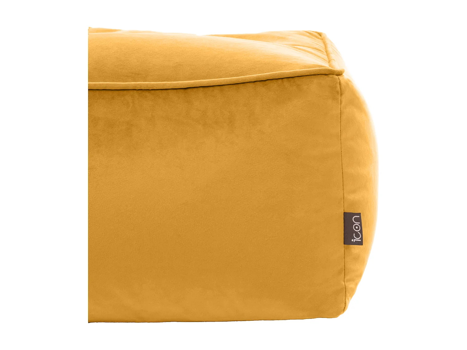 Pouf fauteuil avec repose-pied velours jaune ocre - SIRENA