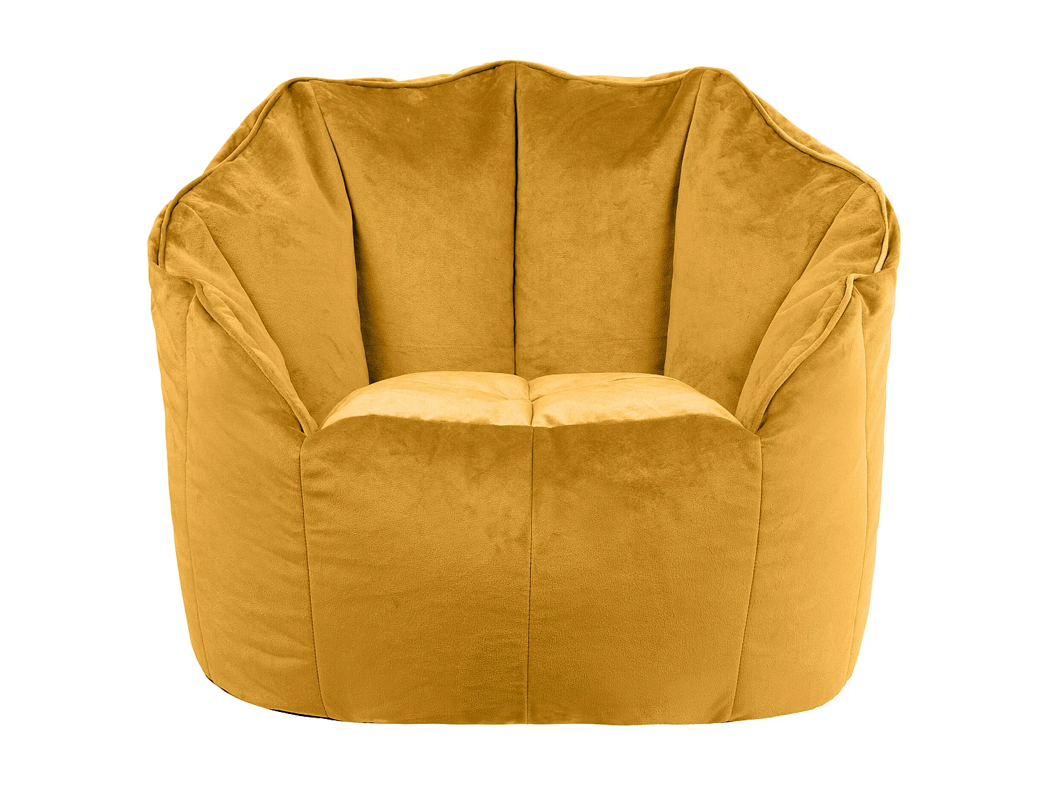 Pouf fauteuil velours jaune ocre - SIRENA