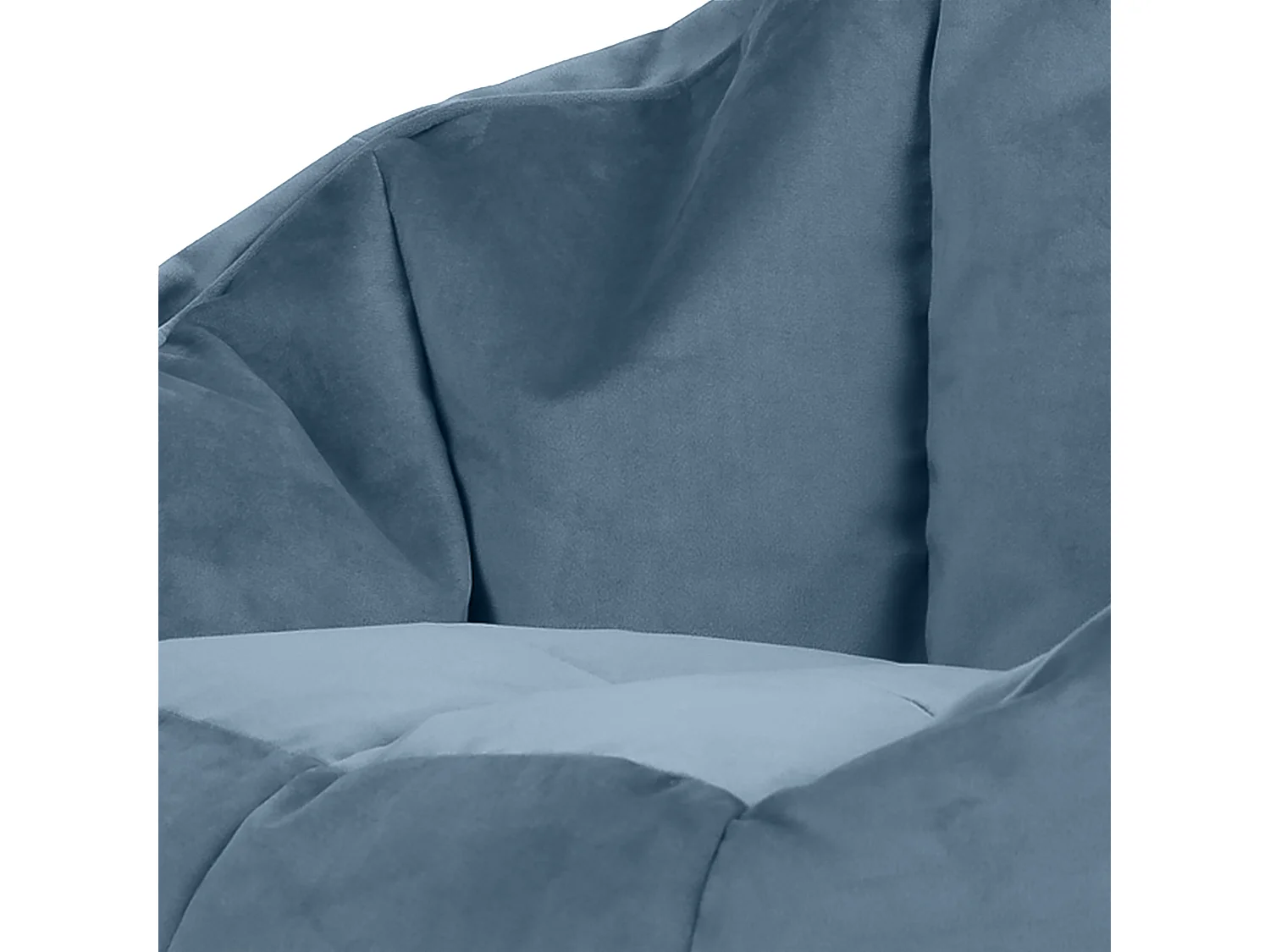 Pouf fauteuil avec repose-pied velours bleu minéral - SIRENA