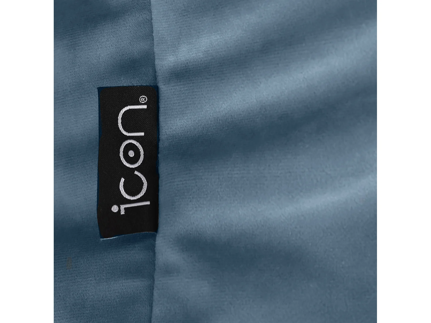 Pouf fauteuil avec repose-pied velours bleu minéral - SIRENA