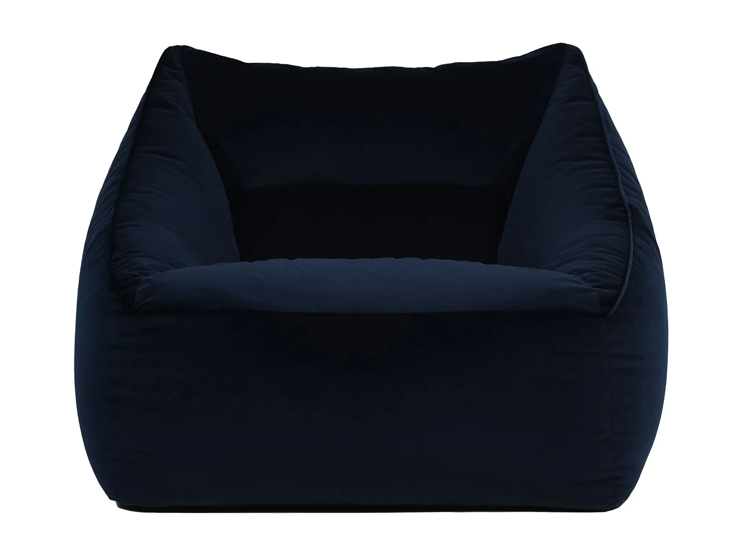 Pouf fauteuil velours bleu minuit - NATALIA